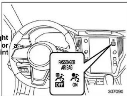 a PASSENGER AIR BAG OFF ON 307090