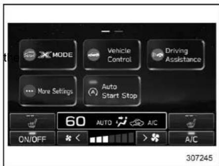MODE Vehicle Control Driving Assistance More Settings Auto Start Stop 60 AUTO A/C ON/OFF > 307245