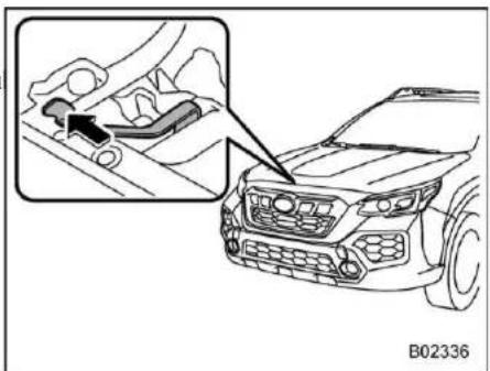 SUBARU Outback Premium (2025) - To open the hood: - 2