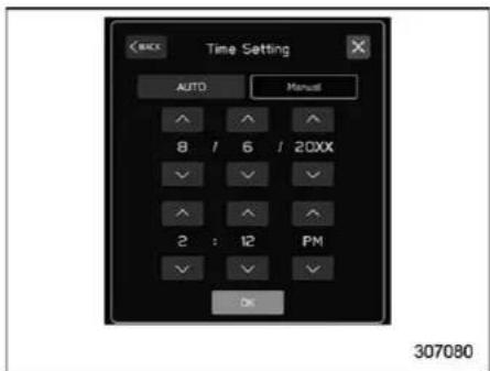 TIME SETTING AUTO Manual 8 / 6 / 20XX 2 : 12 PM OK 307080