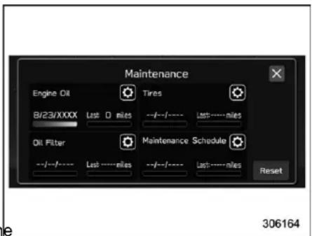 Maintenance Engine Oil Tires B/23/XXXX Last 0 miles --/--/---- Last----miles Oil Filter Maintenance Schedule --/--/---- Last----miles --/--/---- Last----miles Reset 306164