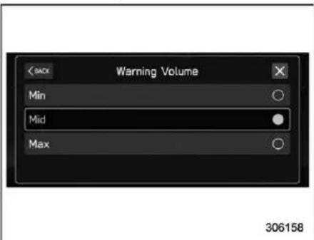 Back Warning Volume Min Mid Max 306158