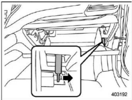 Technical diagram showing car interior and seat assembly with an inset detail highlighting a specific component.