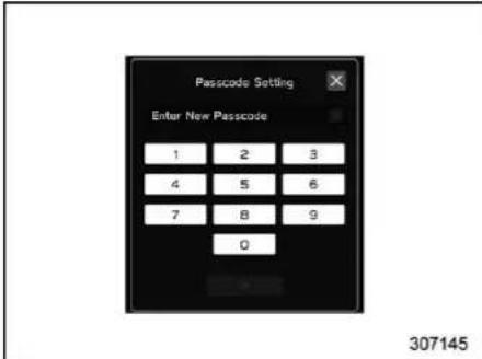 Passcode Setting Enter New Passcode 1 2 3 4 5 6 7 8 9 0 307145