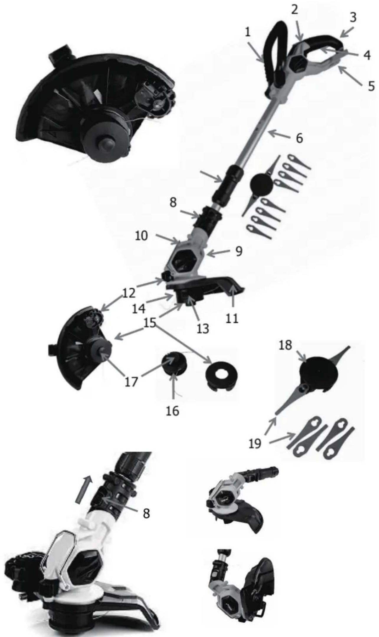 Exploded view diagram of a mechanical device with numbered parts for identification and assembly reference.