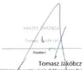 PRIZES ZARZADU Tomasz Jucky zyl. Preskient Tomasz Jakóbczy tnjonej do wystawiania deklaraci zrodne