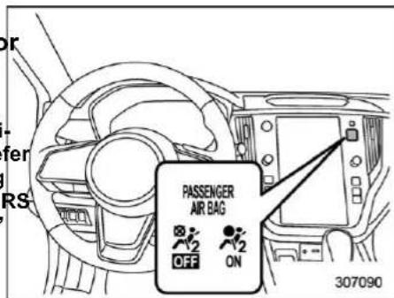 or fer RS PASSENGER AIR BAG OFF ON 307090