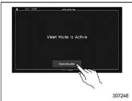Out Temp 0:07 Valet Mode is Active Conactivate 307248