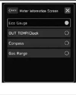 Mater Information Screen Eco Gauge OUT TEMP/Clock Compass Gas Range