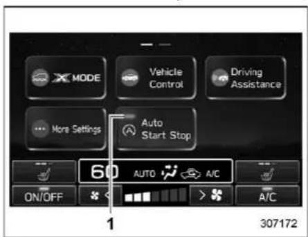 MODE Vehicle Control Driving Assistance More Settings Auto Start Stop 60 AUTO A/C ON/OFF > A/C 307172
