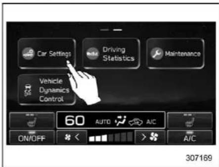 Car Settings Driving Statistics Maintenance Vehicle Dynamics Control 60 AUTO A/C ON/OFF > A/C 307169