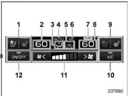 1 2 3 4 5 6 7 8 9 60 AUTO A/C SYNC 60 DN/OFF 12 11 A/C 10 307880