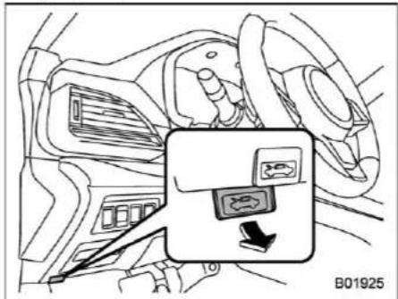 SUBARU Outback Touring (2025) - To open the hood: - 1