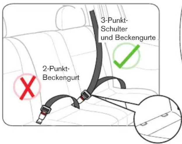 2-Punkt- Beckengurt 3-Punkt- Schulter und Beckengurte