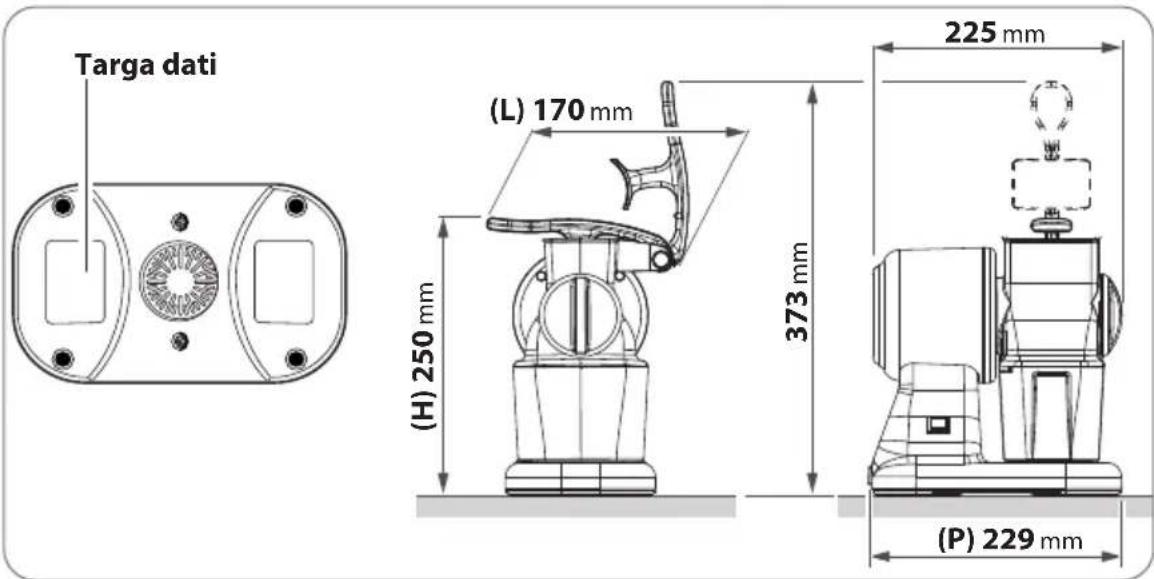 Targa dati (L) 170 mm (H) 250 mm 373 mm 225 mm (P) 229 mm