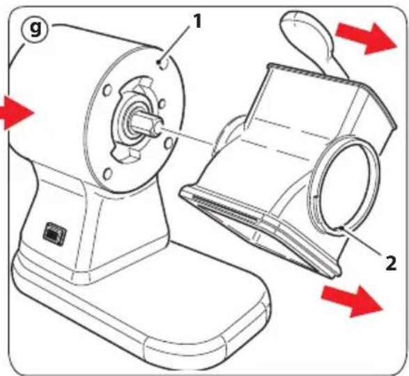 Technical diagram of a mechanical device with labeled parts and directional arrows indicating movement or assembly.