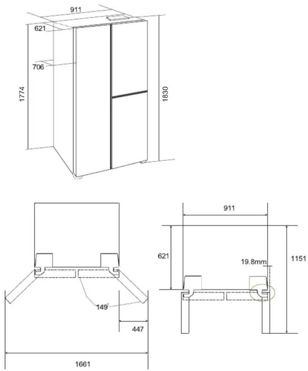 TEKA RLF 85950 GBK - Instalační rozměry - 1