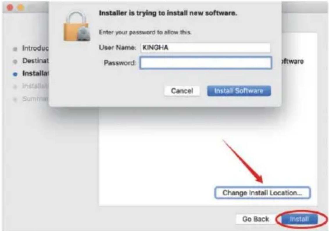 Installer is trying to install new software. Enter your password to allow this. User Name: KINGHA Password: Cancel Install Software Change Install Location... Go Back Install