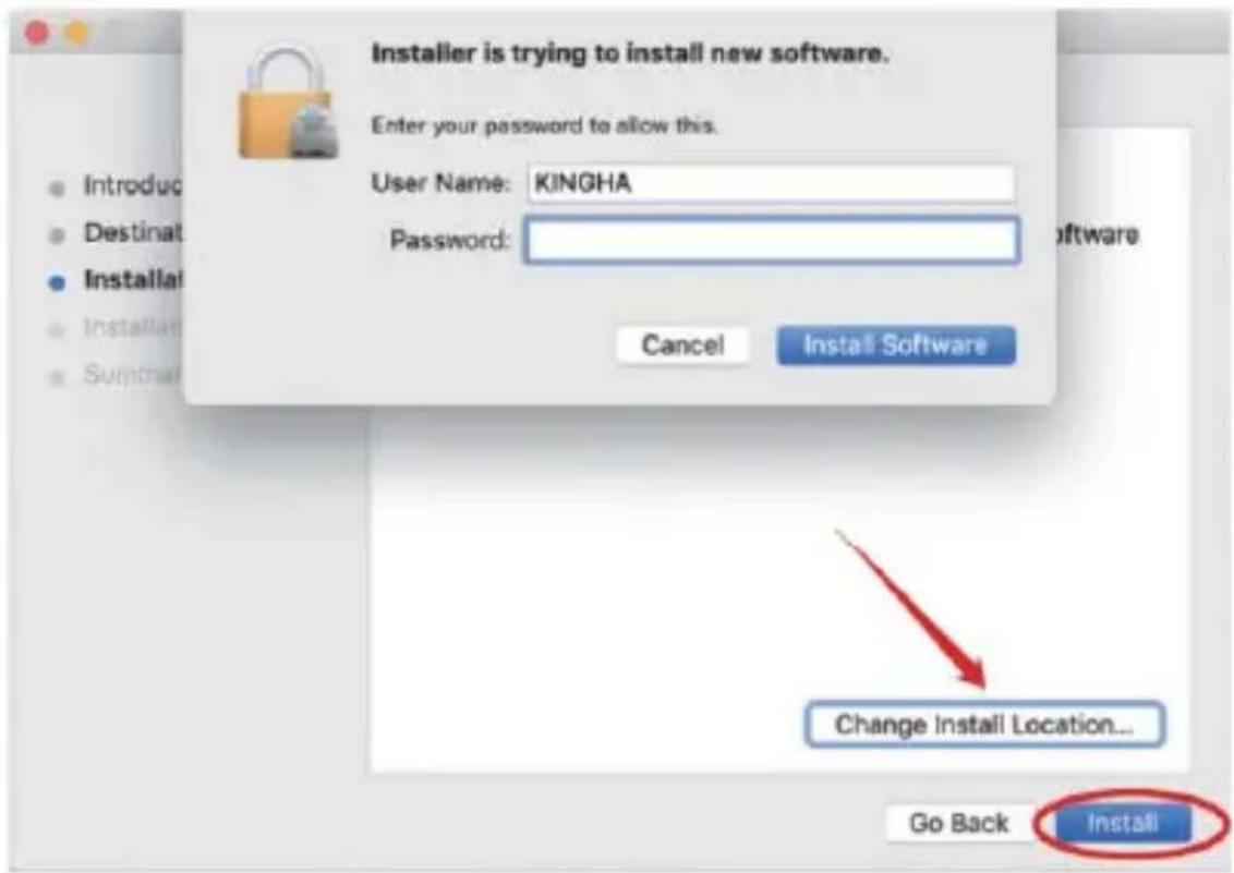 Installer is trying to install new software. Enter your password to allow this. User Name: KINGHA Password: Cancel Install Software Change Install Location... Go Back Install