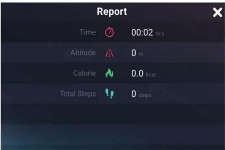 Report Time 00:02 m/s Altitude 0 m Calorie 0.0 kcal Total Steps 0 steps