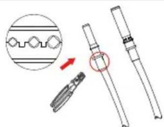 Technical diagram showing a mechanical assembly with a magnified inset highlighting a specific component and a red circle highlighting a specific area.