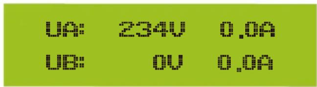 UA: 234V 0.0A UB: 0V 0.0A