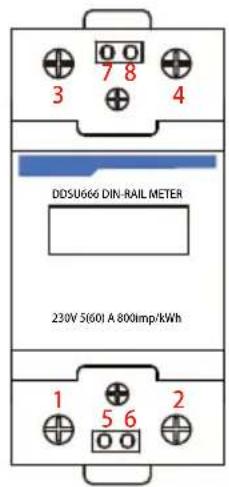 7 8 3 4 DDSU666 DIN-RAIL METER 230V 5(60) A 800mp/kWh 1 5 6 2