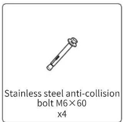 Stainless steel anti-collision bolt M6×60 x4