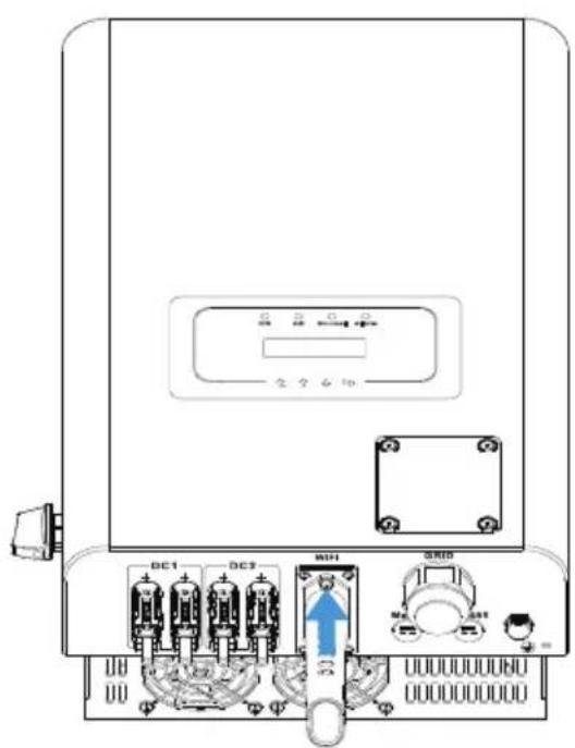 Technical diagram of an electrical control unit with labeled components and a blue arrow indicating direction.