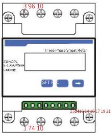3 96 10 Three-Phase Smart Meter 230/400V 5-100mA/40mA 50/60Hz SET P/C 254423-14-16 17 19 21 1 74 10
