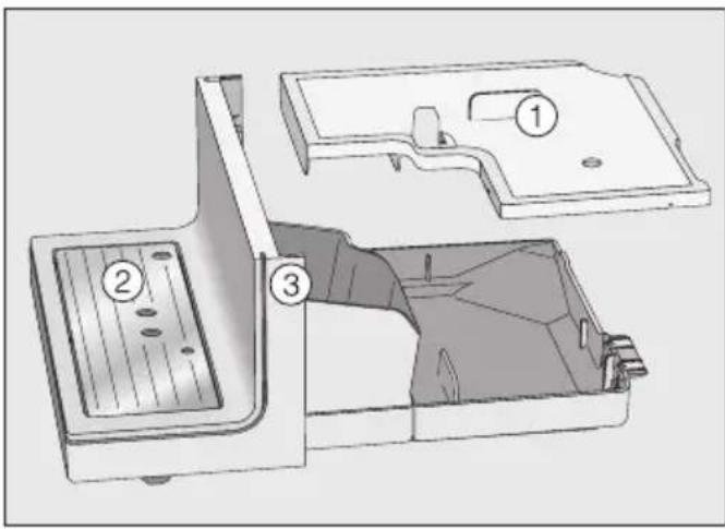 Technical diagram of a mechanical device with numbered components, likely illustrating a mounting or assembly process.
