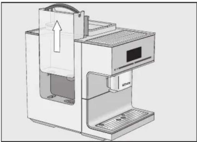 Technical line drawing of a mechanical device with an upward arrow indicating motion or assembly (no text or symbols present)
