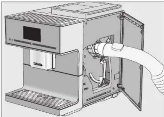 Technical illustration of a portable electronic device with visible internal components and external tubing (no text or symbols)