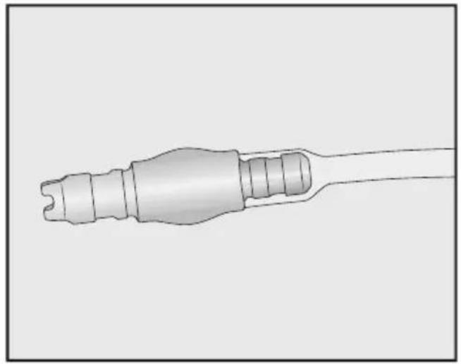 Diagram of a medical or laboratory device with a central connector and multiple ports (no text or symbols)