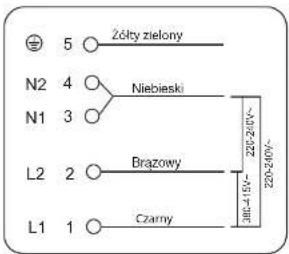 Zółty zielony N2 4 Niebieski N1 3 L2 2 Brażowy L1 1 Czarny 380-151~220-240~ 220-240~