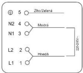 Zlto/Zelená N2 4 Modrá N1 3 L2 2 Hnedá L1 1 20-240+