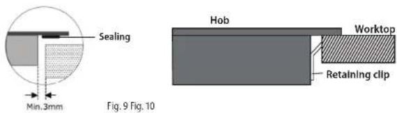 Sealing Min.3mm Fig. 9 Fig. 10 Hob Worktop Retaining clip