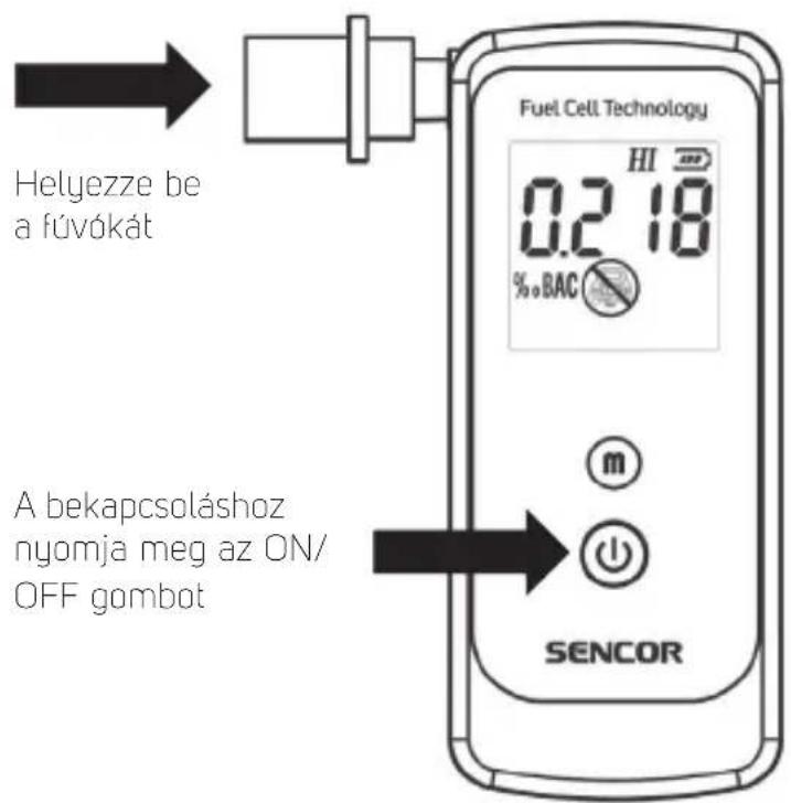 Helyezze be a fúvókát Fuel Cell Technology 0.2 18 %.BAC HI A bekapcsoláshoz nyomja meg az ON/ OFF gombot m SENCOR
