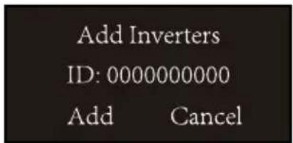 Add Inverters ID: 0000000000 Add Cancel