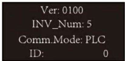 Ver: 0100 INV_Num: 5 Comm.Mode: PLC ID: 0