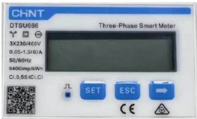 CHNT DTSU686 Three-Phase Smart Meter 3X230/400V 0.05-1.5(6)A 50/60Hz S400imp/kWh CI.0,5S(CI.C) SET ESC CE