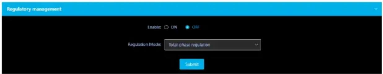 Regulatory management Enable: ON OFF Regulation Mode: Total-phase regulation Submit