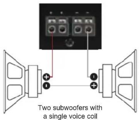 Two subwoofers with a single voice coil