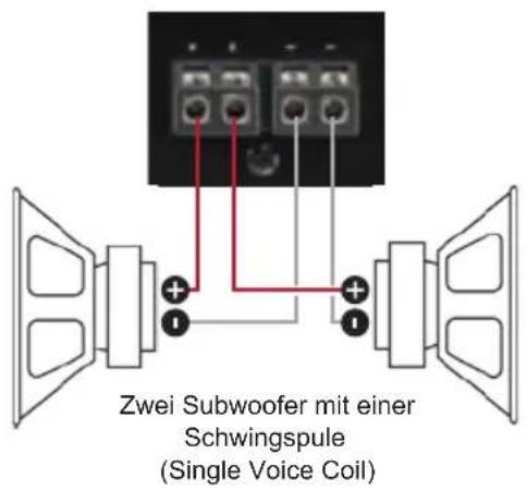 Zwei Subwoofer mit einer Schwingspule (Single Voice Coil)