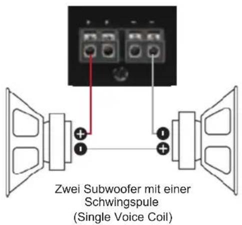 Zwei Subwoofer mit einer Schwingspule (Single Voice Coil)