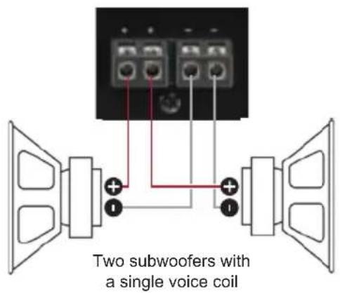 Two subwoofers with a single voice coil