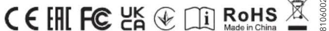 CE EAC FC UK CA i RoHS Made in China 810600