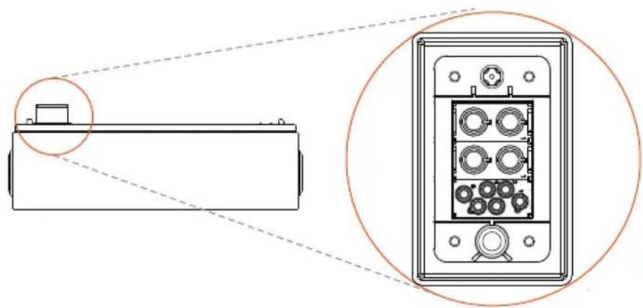 Technical diagram showing a device with a close-up view of its internal components (no text or symbols present)