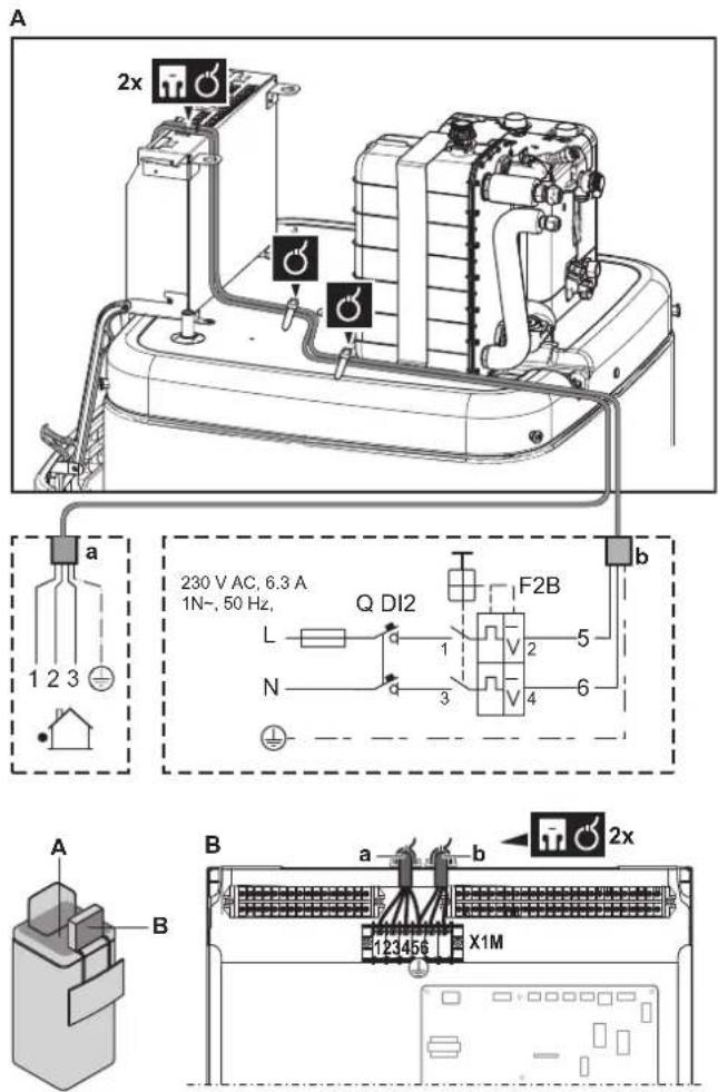 A 2x a 1 2 3 230 V AC, 6.3 A 1N-, 50 Hz, Q DI2 F2B L 1 2 5 N 3 4 6 b A B B a b 2x 123456 X1M
