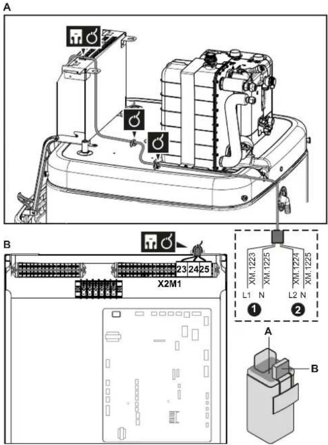 A B X2M1 23 24 25 XM.1223 XM.1225 XM.1224 L1 N L2 N ① ② A B